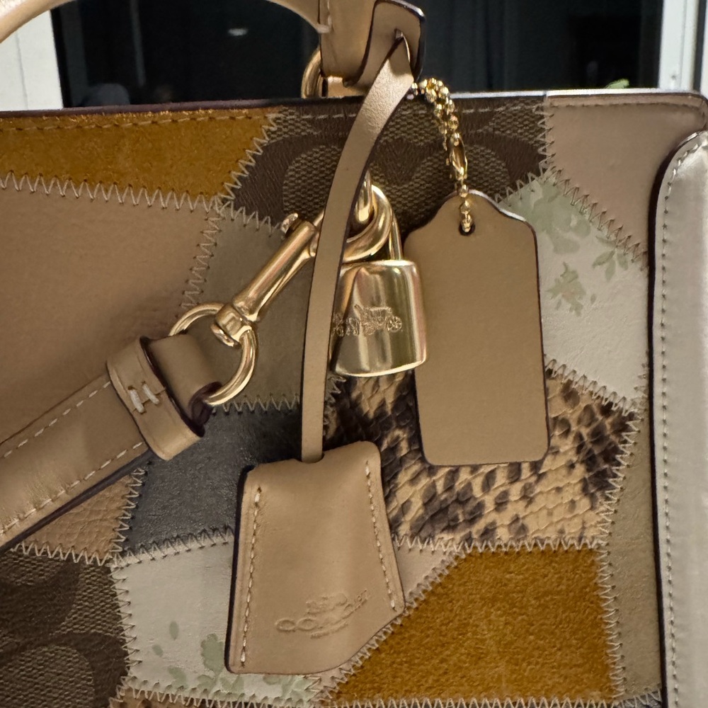 NWOT Coach Patchwork Animal Print Top Handle Bag – Beige/Tan - Picture 8 of 17